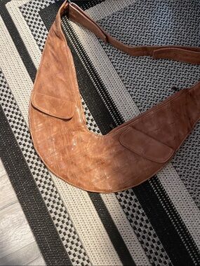 Quilted Crescent Leather sash bag